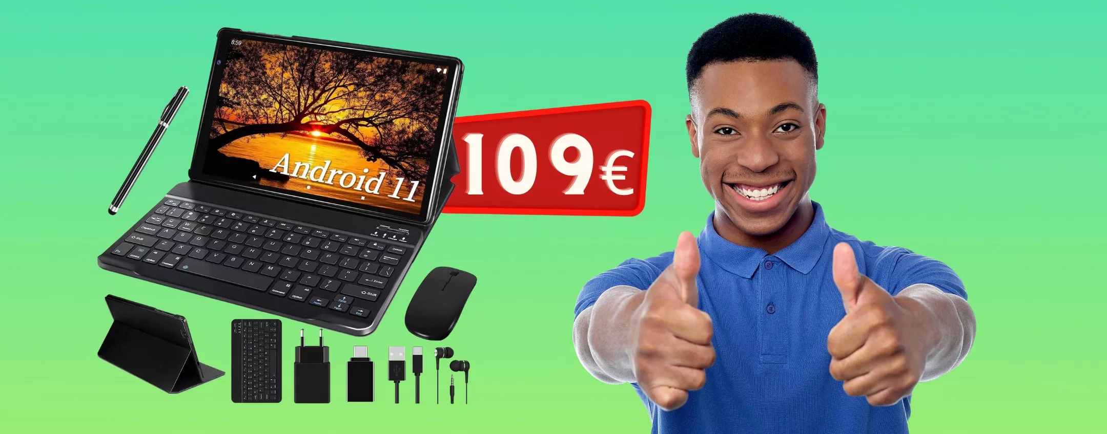 Tablet da 10 Pollici 5G, WiFi, tastiera, mouse e penna a prezzo WOW
